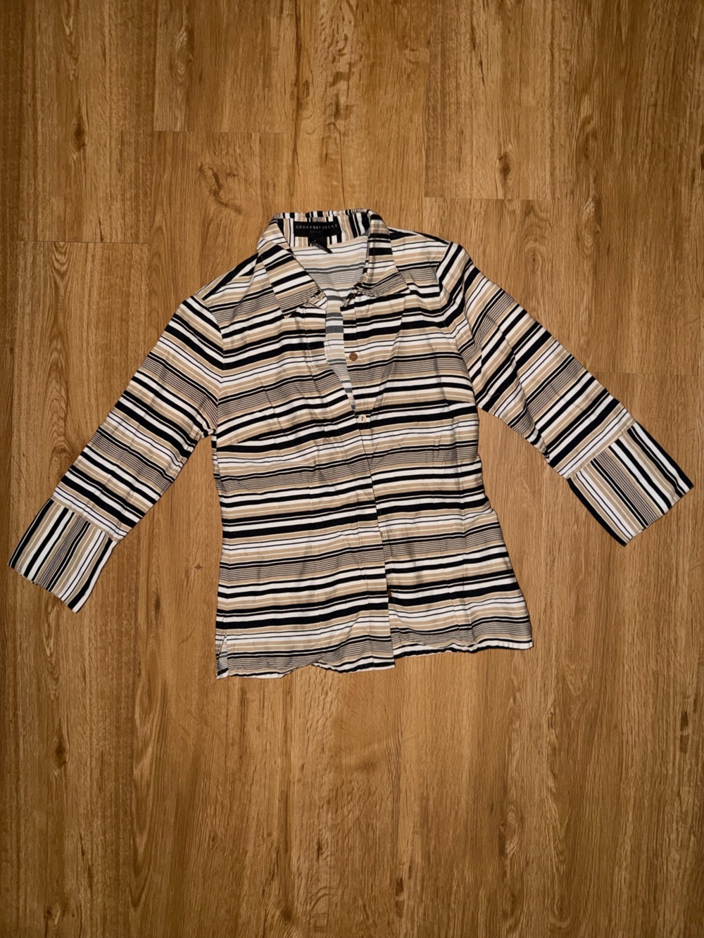 Geoffrey Beene Striped Button-Down Shirt - Black, White & Tan